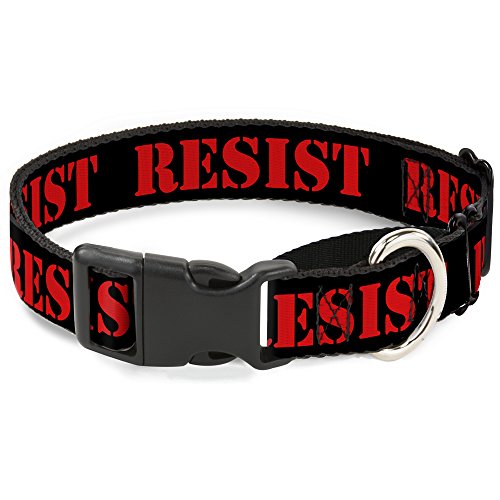 Buckle-Down Martingale Dog Collar - Resist Stencil Black/Red - 1" Wide - Fits 9…