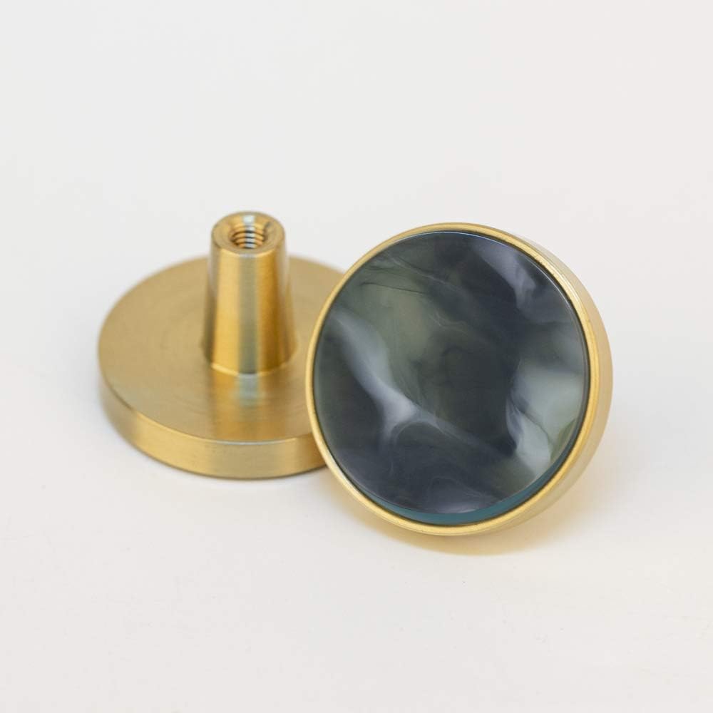 EVERGD 32mm Gold Brass Drawer Door Knobs Kitchen Cabinet Pulls Cupboard Handle Hardware Wall Mounted Clothes Coat Hook (9, Grey-Green) - Image 3