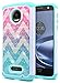 NageBee [Glitter Diamond Case Compatible with Motorola Moto Z Play Droid (2016) [Hybrid Protective] Armor Soft Silicone Cover with [Studded Rhinestone Bling] Design Diamond Hard Case -Rainbow