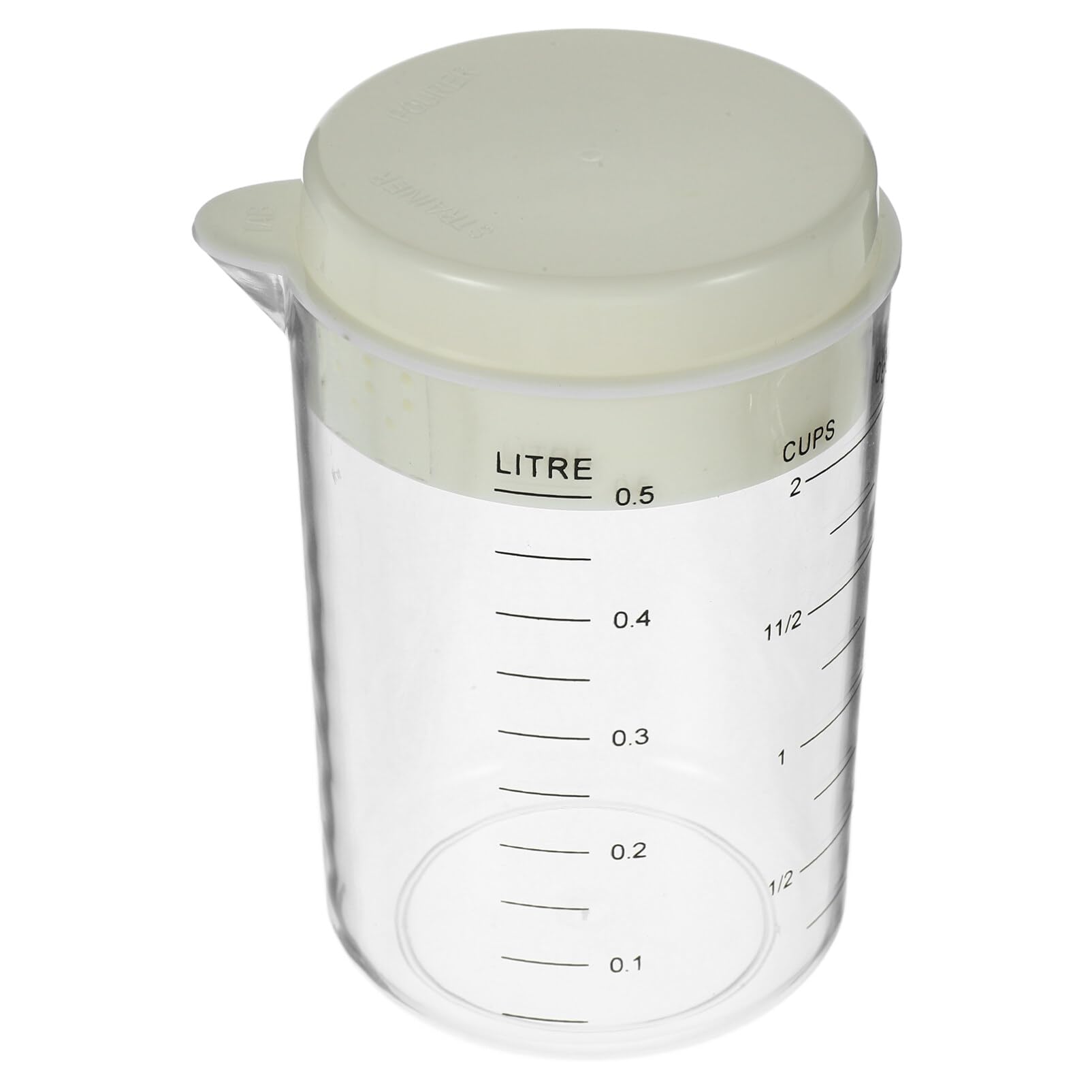 ABOOFAN Measuring Cup with Lid, Measure Liquid Milk Cup Clear Scale Graduated Beaker, Drinking Water Mug Juice Pitcher with Spout 500ml for Hot Espresso Coffee