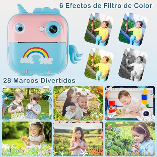 Camara para Niños, 48MP HD Cámara de Impresión Instantánea con Tarjetas de 32G y 5 Rollos de Papel Térmico, Camara Fotos Infantil Instantanea para Niños de 3 a 12 Años, Regalo de Cumpleaños, Navidad