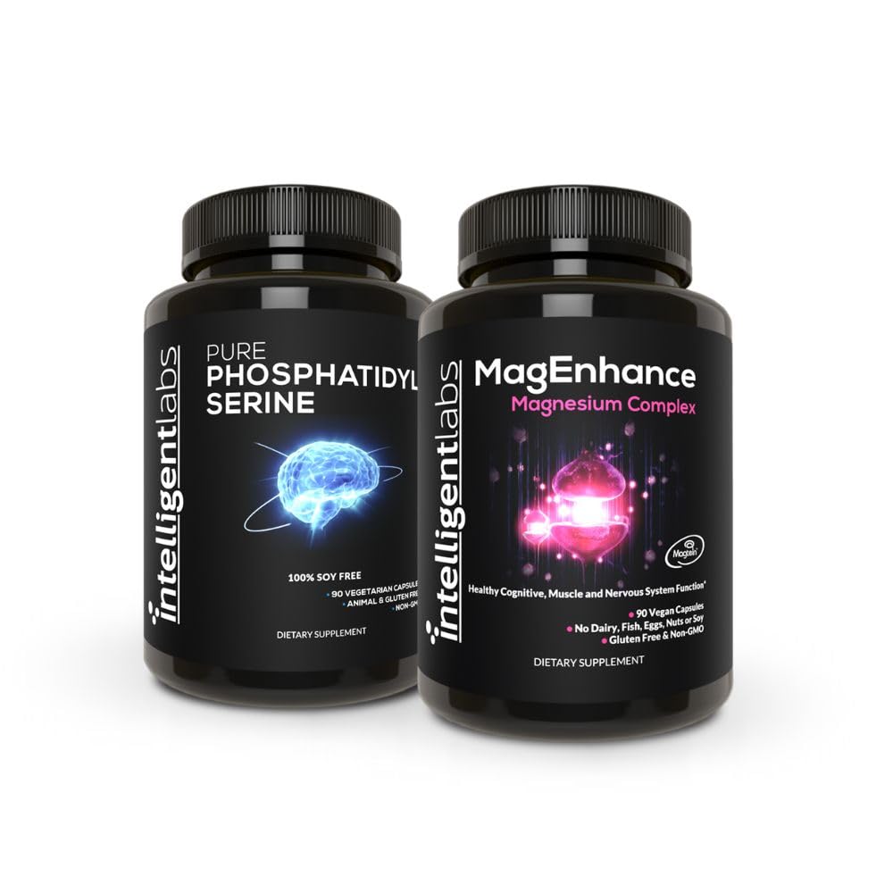 Intelligent Labs 2-in-1 Bundle of MagEnhance Triple Magnesium Complex (Magnesium L-Threonate, Glycinate, and Taurate) + Pure Phosphatidylserine 100mg, GMO and Soy-Free, 30-Day Supply Each