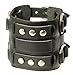 Wide Triple Strap Leather Cuff Wrap Gothic Wristband Bracelet With Buckle Fastening - Black
