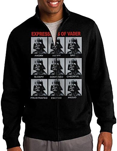 Zepu Men's Sweatshirt Star Wars Vader Expressions Full-zip Hoodie Jacket M Black