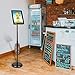 AkTop Adjustable Poster Sign Stand, 8.5 X 11 Inch Heavy Duty Pedestal Floor Standing Sign Holder, Black Snap-Open Aluminum Frame with Safety Rounded Corner