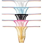 Pdbokew Men's Transparent Thong Underwear Comfty Lace Pouch Underwear