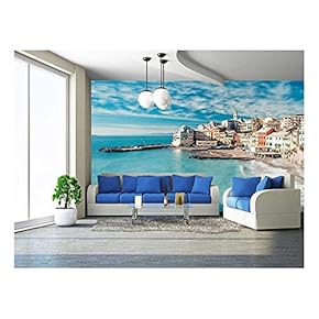 View of Bogliasco. Bogliasco is a Ancient Fishing Village in Italy - Removable Wall Mural | Self-Adhesive Large Wallpaper - 66x96 inches