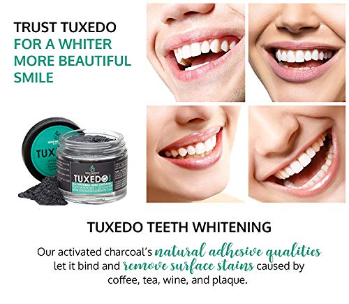 Tuxedo Teeth Whitening Activated Charcoal Powder, All Natural Tooth Whitener with Coconut Charcoal, and Bentonite Clay, Highest Quality Non Abrasive Safe on Enamel (Mint)