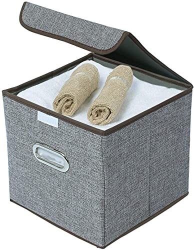 URVINOUS Foldable Cube Storage Bin Basket Organizer Box for Home Closet Office Storage Cube Toy Books Shoes Storage Box with Handle Burlap Storage Cubes