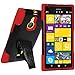 Amzer Double Layer Hybrid Case Cover with Kickstand for Nokia Lumia 1520 - Retail Packaging - Black/Red