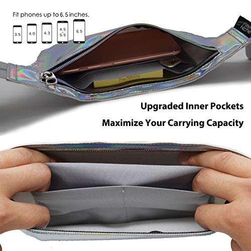 image for fitter's niche Holographic Ultra Slim Fanny Pack, Hologram Metallic Ne