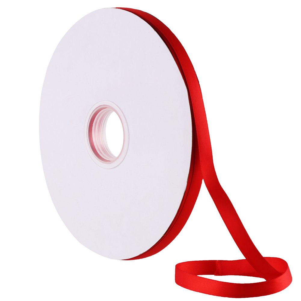 VEYLIN Red Ribbon Roll, 10MM X 100M Crafts Satin Ribbon Thin for Gift Wrapping Wedding Holiday Crafts