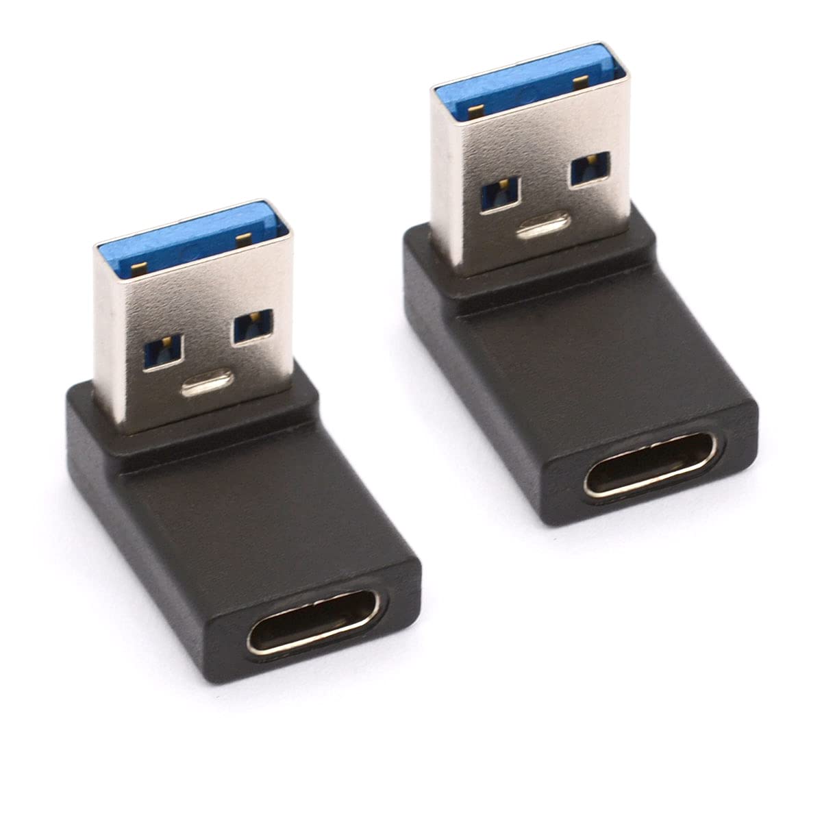 Tomost Up Angled USB C to USB A Male Adapter, 90 Degree Type C Female to USB 3.0 A Male Adaptor Cable Connector USB-C Converter for Laptops Chargers (Up 2Pcs)