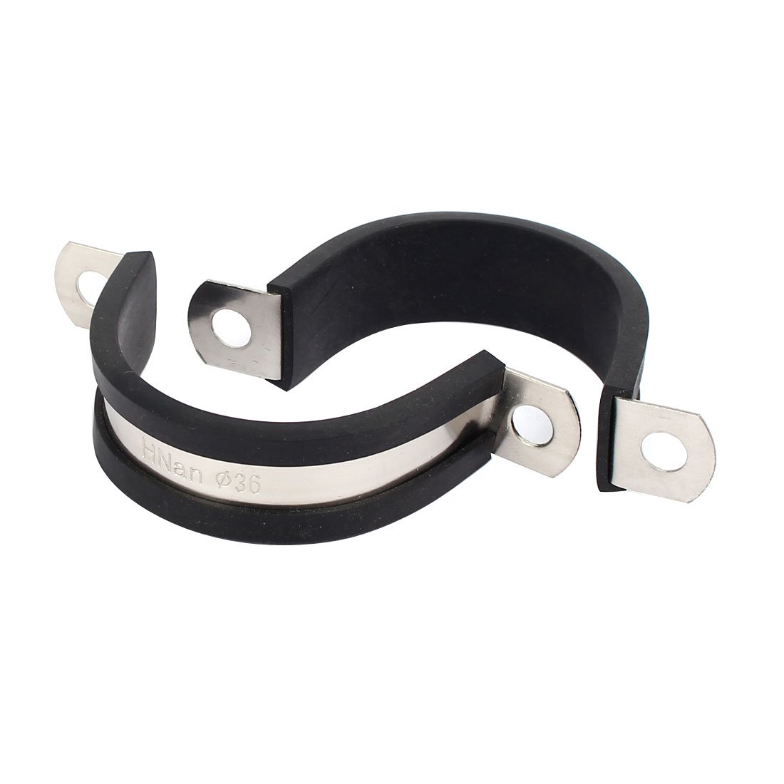 Sourcingmap 36mm Dia EPDM Rubber Lined U Shaped Pipe Tube Wire Clamps Clips 2pcs