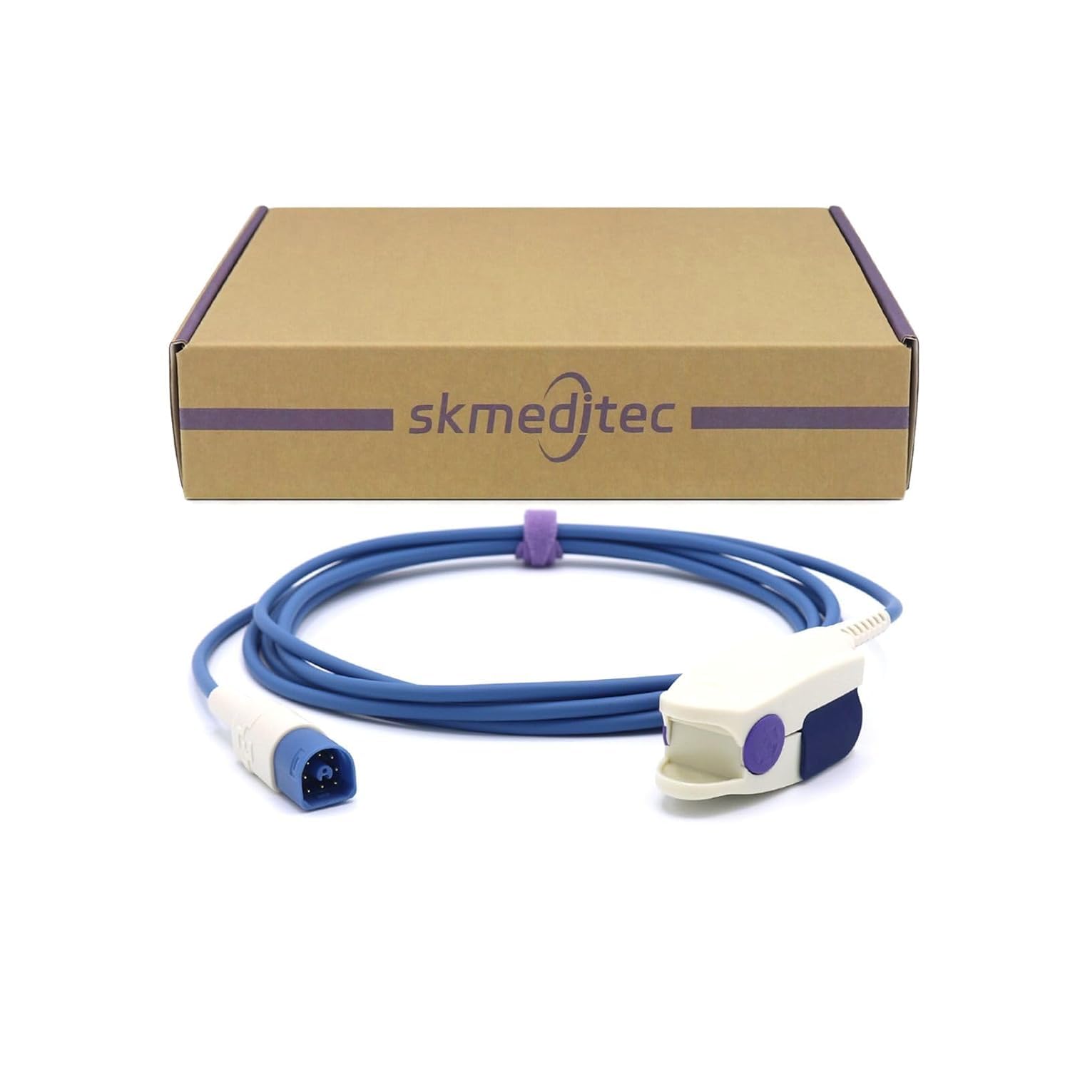 skmeditec SpO2 Sensor Compatible with PH FM20, FM30, FM40 Spo2 Sensor Probe with Nellcor Oxismart SpO2 Technology, 9.8FT Large Clip Probe with 8 Pins Connector For M1196A