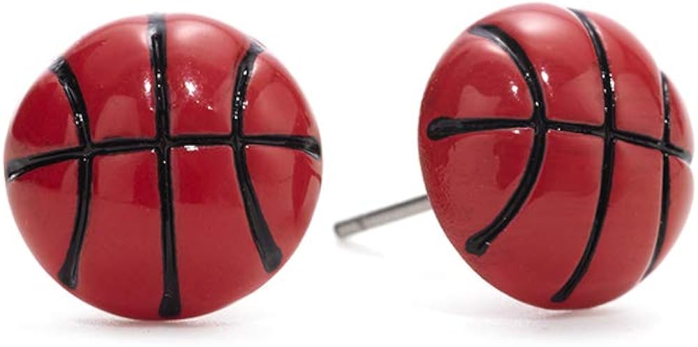 GIMMEDAT Basketball Enamel Stud Earrings Jewelry Player Woman Girl Fan Gift: Clothing