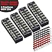 MILAPEAK Terminal Block and Strip - 4 pcs 8 Positions 600V 25A Dual Row Screw Terminals Strip with Cover + 8 pcs 400V 25A 8 Positions Pre-Insulated Terminal Barrier Jumper Strips Black & Red
