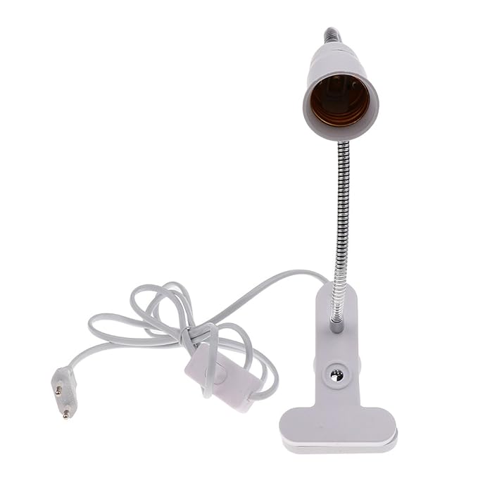 MagiDeal Flexible Wire Neck with On/Off Switch E27 Clip on Light Lamp Bulb Holder EU Plug