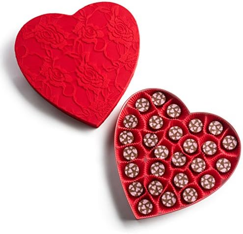 Mothers Day Gourmet Assortment of Chocolate Truffles - In Exquisite Heart-Shaped Red Velvet Gift Box - A Luscious Box of Chocolates for Your Loved Ones. (45 Pcs)