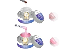 AOBOO Hard Gel For Nails Builder Gel for Nails Long-lasting Nude 3D Sculpting for Nail Extension 2oz (clear&pink, 1fl.oz*2)