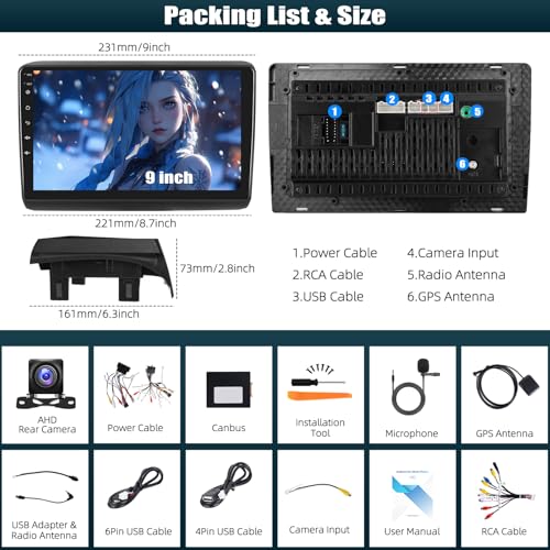 CAMECHO 4+64G Android 13 DSP Car Radio for Fiat DUCATO 2010/Citroen Jumper/Peugeot Boxer with Rearview Camera, 9" Wireless Carplay Bluetooth Radio with Android Auto FM/RDS+Canbus HD Touchscreen