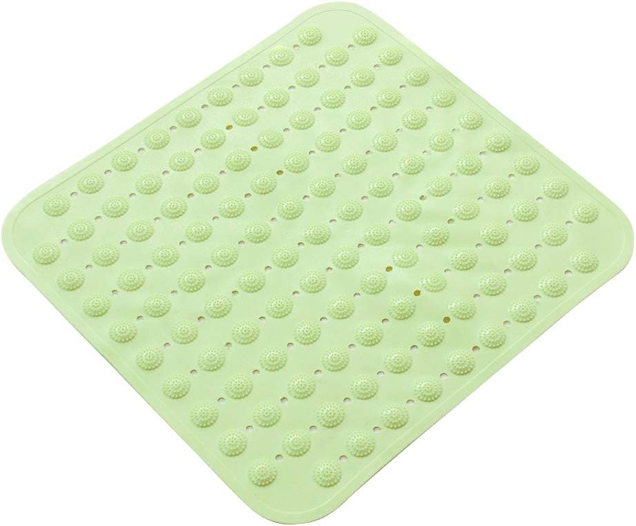 TUOWEI Non-slip Bathtub Mats Massaging Bath and Shower, TPR Anti-Bacterial Anti-Slip-Resistant Bathtub Mat with Suction Cups 48 X 48cm, Green
