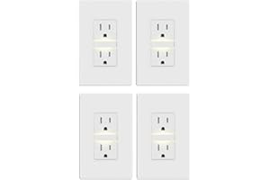 ELEGRP Decorator Outlet with Night Light 3000K, TR Tamper Resistant Wall Receptacle, 15A 125V Electrical Outlet, Self-groundi