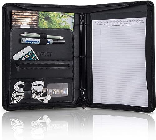 OOWOLF Zippered Business Padfolio