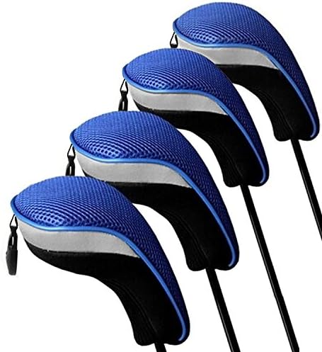 Elemart Golf Wood Club Head Covers - Pack of 4 Interchangeable No. Tag Neoprene Mesh Golf Wood Club Head Covers (Blue)