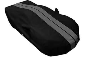 SR1 PERFORMANCE C8 Corvette Ultraguard Plus All Weather Car Cover - Indoor/Outdoor Protection Water Resistant 300 Denier - Custom Fit for 2020-2024 Stingray, Z51, Z06 Corvettes (Black with Gray Stripes)