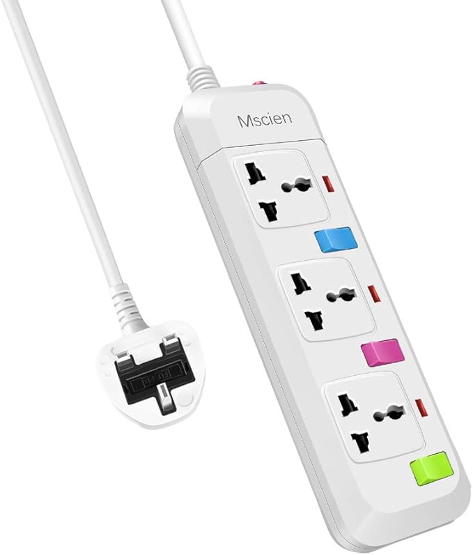 Mscien 3 Way Extension Lead,Multi Plug Power Strip With Amazon.co.uk