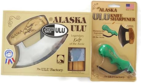 Alaska Ulu Knife 7" Birch Eagle Bundle With Ulu Sharpener, This Ulu Knife Can Be Used As Mezzaluna Chopper, Bolo Rolling Knife And Chopped Salad Tool