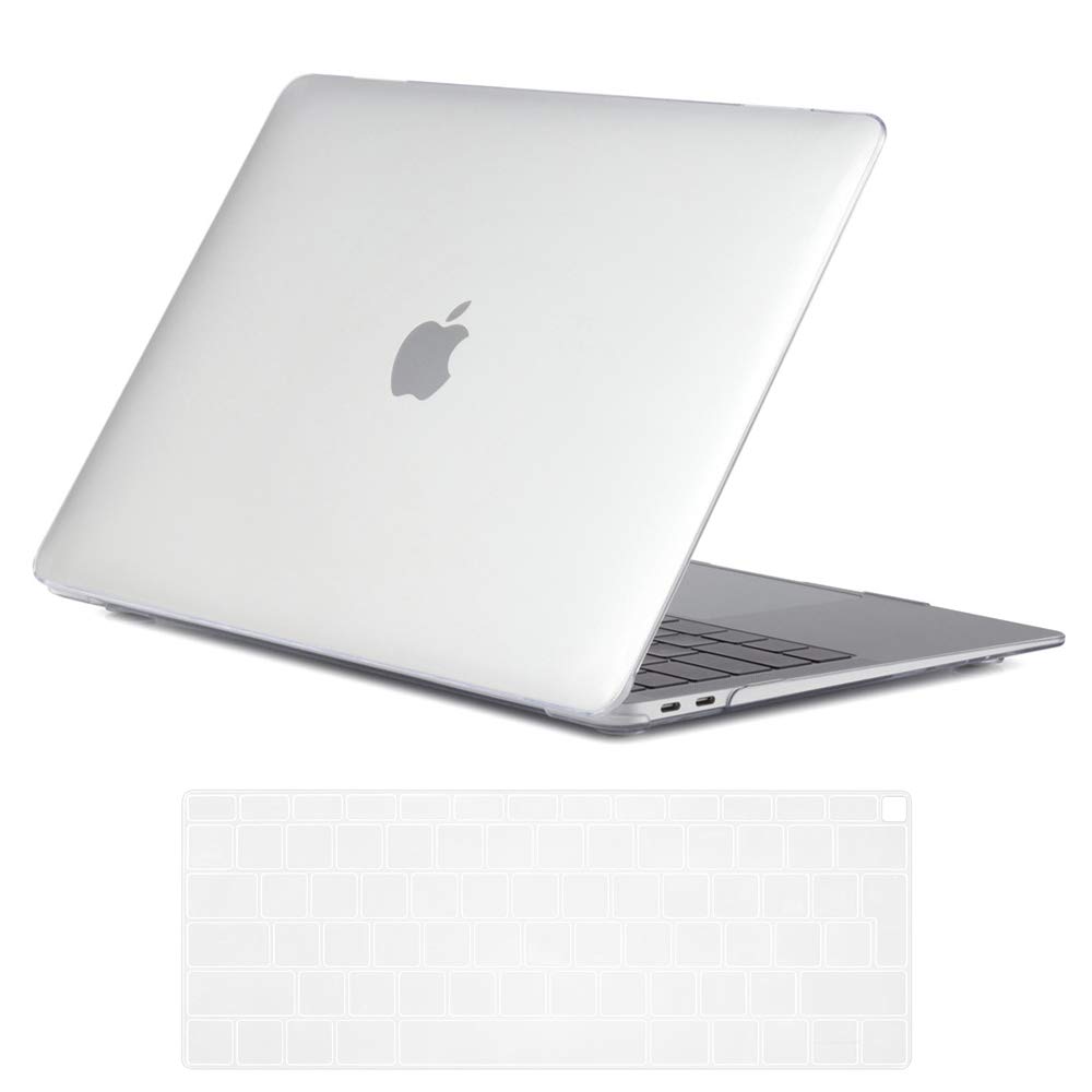 Se7enline Clear MacBook Air 13 inch Case 2020/2019/2018 New Plastic Hard Shell Carrying Case Cover for MacBook Air 13-Inch Touch ID Model A1932/A2337/A2179 with Keyboard Cover, Crystal Transparent