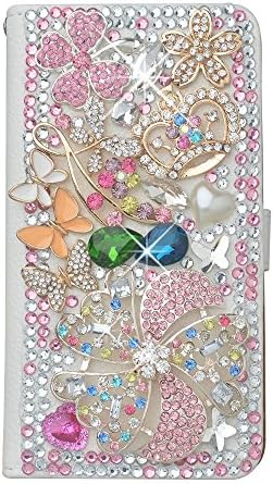 Galaxy Note 8 Case, Spritech PU Leather Wallet Phone Case 3D Handmade Bling Design Flower Butterfly Decorated Folding Protected Smartphone Cover with Card Slots for (2017) Samsung Galaxy Note 8