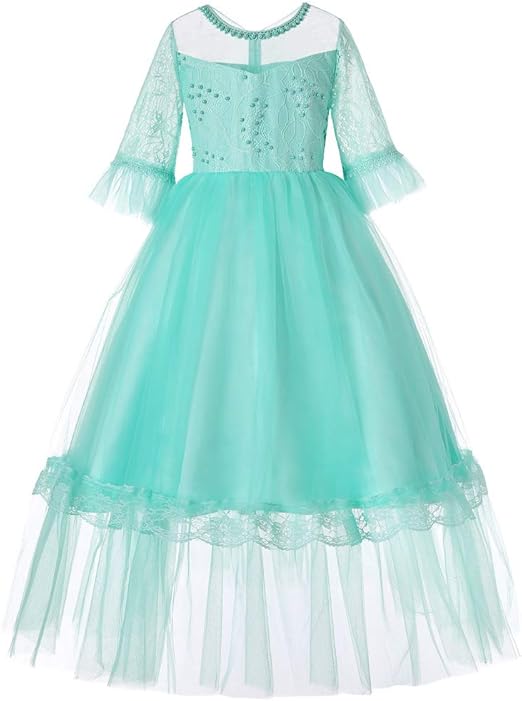 Kids Girls Princess Dress Long Sleeve Prom Ball Gown Pageant Party