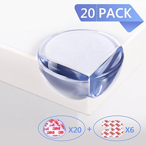 TENKEY Child Safety Corner Protectors Guards, 20-Pack Clear Soft Table Corner Guards with Strong Adhesive, Stop Child Head Injuries, Tables, Furniture Sharp Corners Baby Proofing