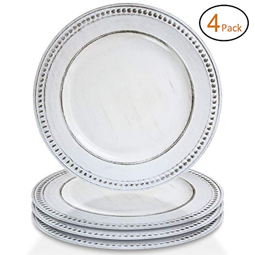 Melamine Charger Plates. ChargeIt by Jay A466HRK4 Leaf Rim Set of 4 Round Melamine Charger
