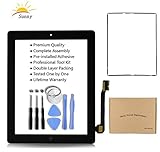 Black New iPad 3 Model A1403 A1416 A1430 Digitizer Screen Replacement Glass Replacement Assembly Kit Includes Installed Adhesive Stickers Bezel Frame and Professional Tool Kit