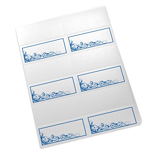 Scribble Vintage Swirl Printable Place Cards, Royal Blue, Set of 60 (10 Sheets), Laser & Inkjet Printers - Perfect for Wedding, Parties, and Special Events