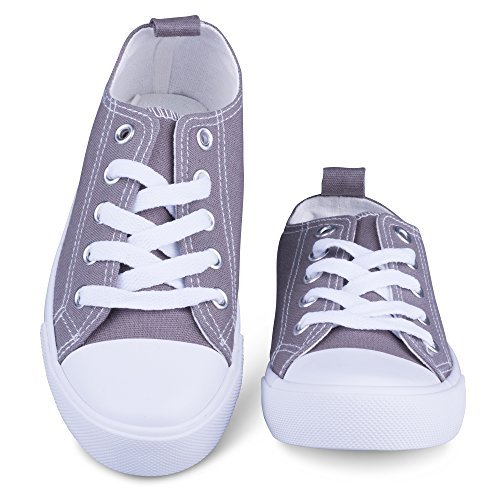 [sav106-grey-9] girls canvas sneakers - grey tennis sho…