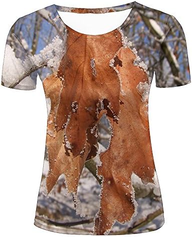 liujinsheng Men Women 3D Printed Casual Tee Beautiful Frozen Leaf Graphic Fashion Couple Short Sleeve T-Shirts S