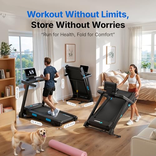 MERACH Walking Pad Treadmills for Home Foldable with Incline, جهاز مشي رياضي Cardio Equipment Treadmills for Heavy People, 0.8-12 km/H Treadmill for Home&Office