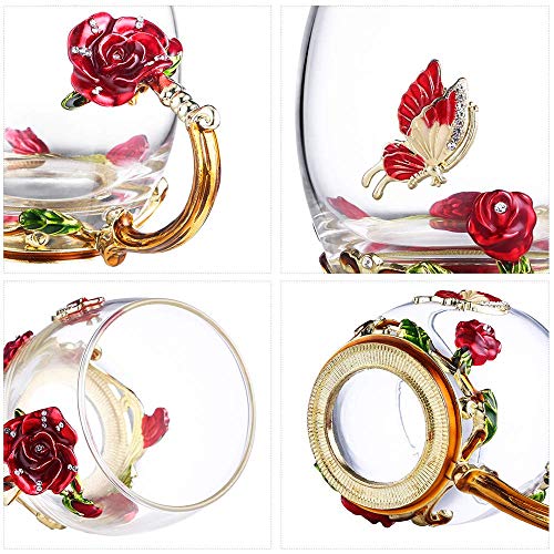evecase Enamel Butterfly Flower Glas Kaffeetassen Teetasse Geschenke für Frauen.Personalisierte Geschenke für Mama y Freundin zum Geburtstag Weihnachtsgeschenke Muttertagsgeschenk – Bild 6