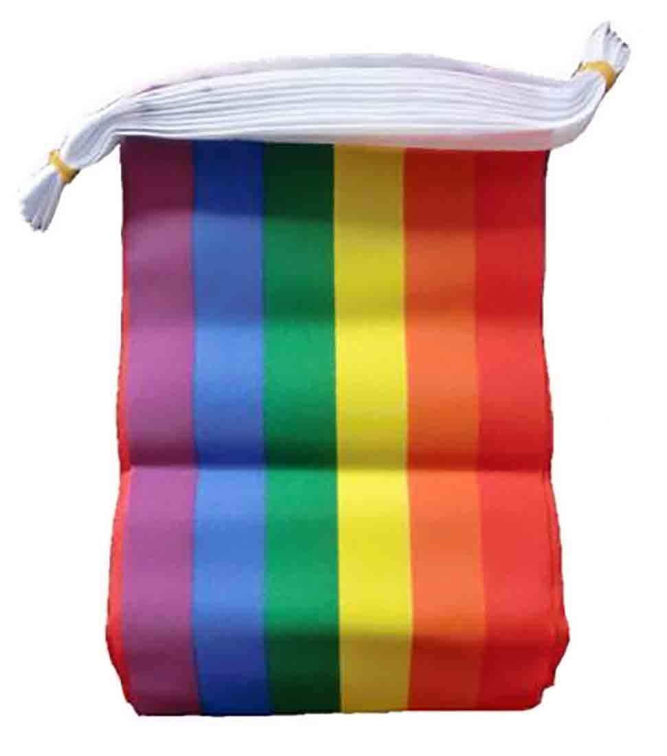 Henbrandt 7 Metre Rainbow Bunting Gay Pride w/ 24 Rectangle Flags