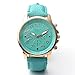 Top Plaza Fashion Women's Analog Watch, PU Leather Band Rose Gold Tone - Turquoise