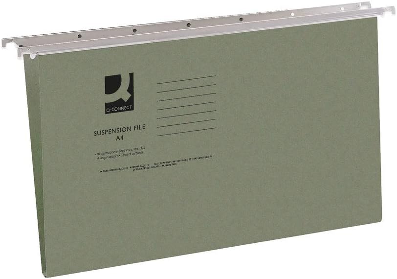 Q-Connect Foolscap Tabbed Suspension Files Green Pack of 50 KF21001