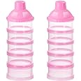 Accmor Formula Dispenser On The Go, 5 Compartments Stackable Formula Container for Travel, Baby Milk Powder Kids Snack Container, BPA Free