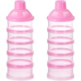Accmor Formula Dispenser On The Go, 5 Compartments Stackable Formula Container for Travel, Baby Milk Powder Kids Snack Container, BPA Free