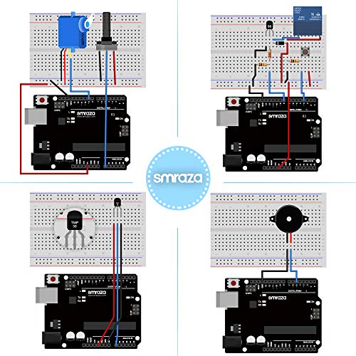 Smraza Complete Starter Kit for Arduino R3 Project with Tutorial, 9V 1A Power Supply Compatible with Arduino R3 Mega2560 Nano (40 Projects) - Thumbnail 4