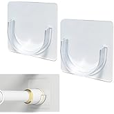 Venupple Shower Rod Holder, 2 Packs Tension Curtain Rod Bracket No Drilling, Adhesive Shower Rod Retainer Shower Curtain Rod Holder | Shower Curtain Rod not Included Transparent